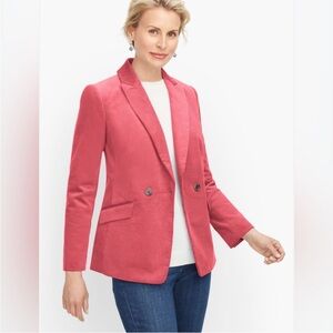 Talbots Corduroy Double Breasted Blazer Rosewood Pink Size 16